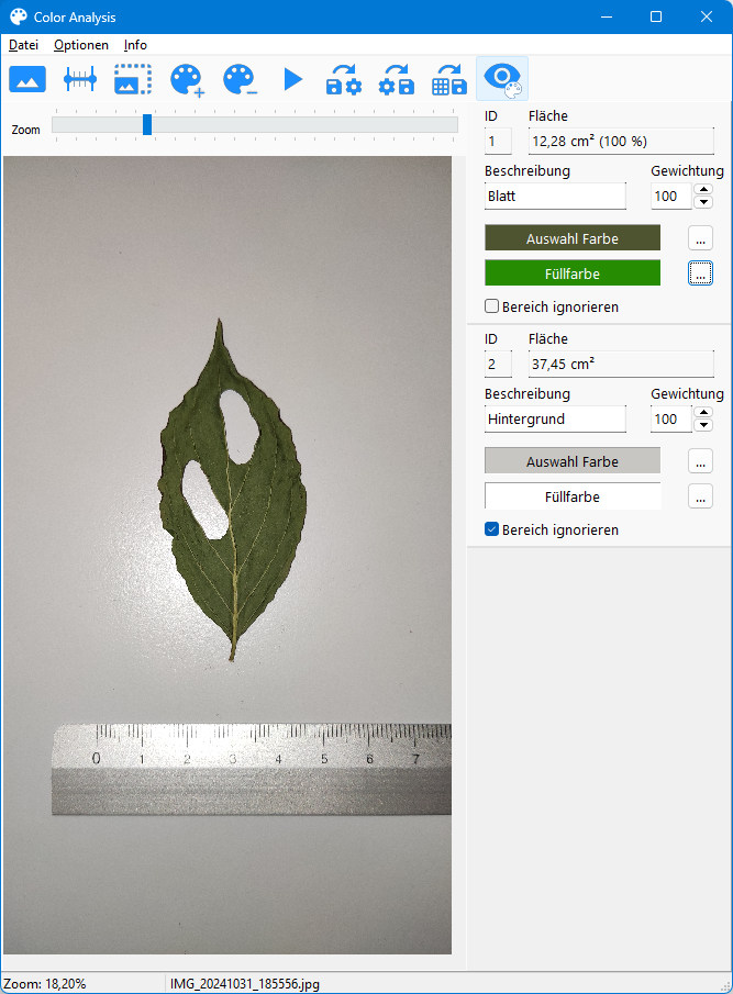 Color Analysis: Green leaf