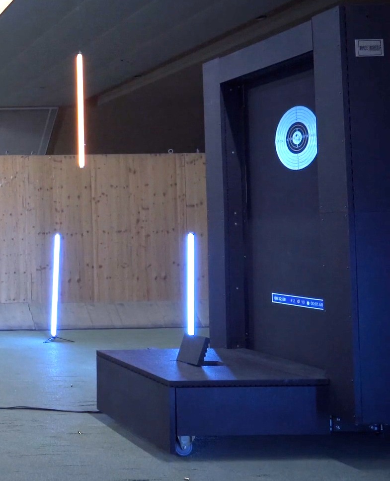 Detail view of the electronic hit detection system